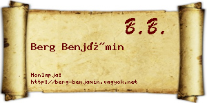 Berg Benjámin névjegykártya